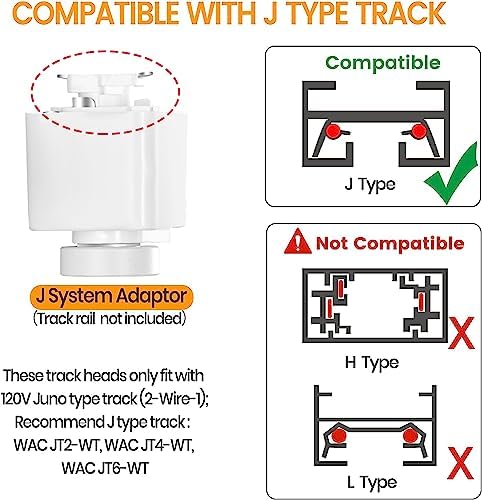 VANoopee 5-Color J-Type Dimmable Track Heads, 6 Pack