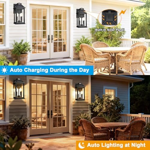 Solar Motion Sensor Wall Lights, 2 Pack