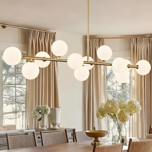 Gold 12-Light Linear Dining Room Chandelier