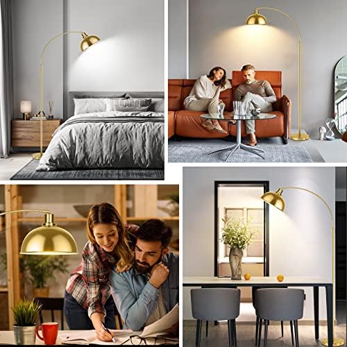 Arc Floor Lamp with Remote Control, Dimmable, Gold