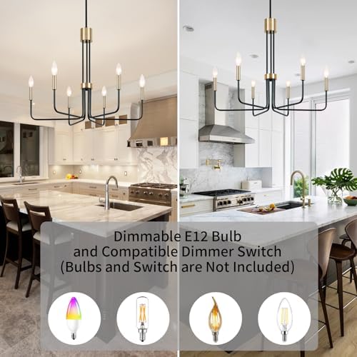 Modern Black and Gold 6-Light Farmhouse Chandelier