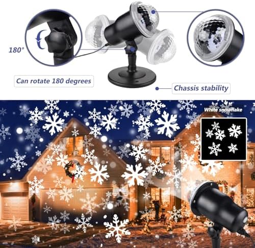 Snowflake Christmas Projector Lights with Wireless Remote