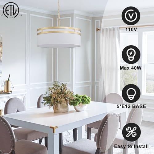 20" Gold 5-Light Drum Chandelier