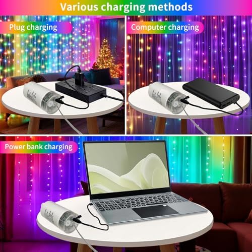 Multicolor Curtain Lights, 10x10ft