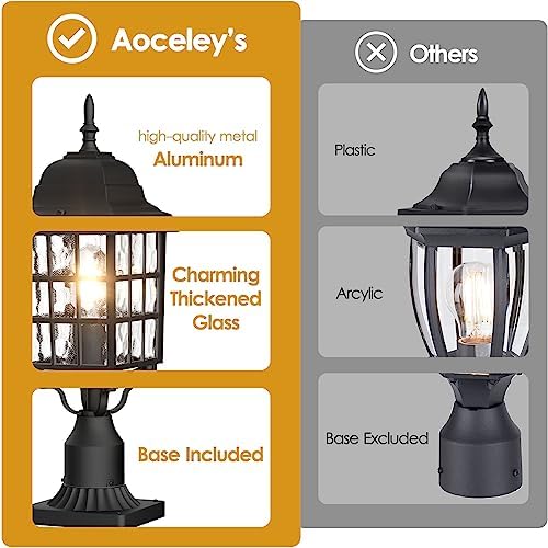2-Pack Aluminum Outdoor Post Light Fixture