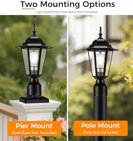 CLOUDY BAY Black Hardwired Outdoor Post Light
