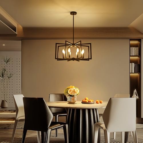 Klgxnrd 8-Light Black Geometric Farmhouse Chandelier