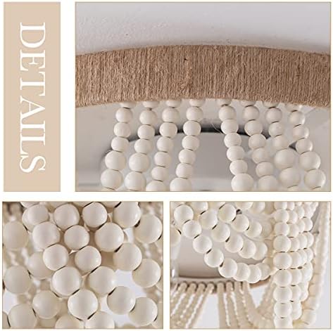 VILUXY White Wood Beaded Chandelier