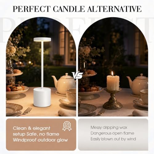 AUDLES White Cordless Table Lamp Set of 2, Rechargeable