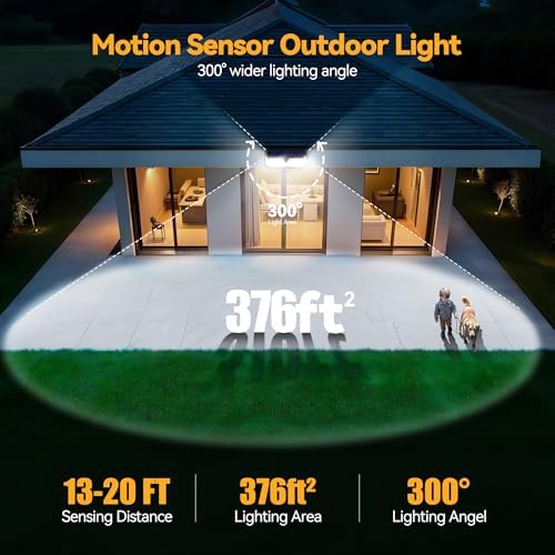TECKNET Solar Motion Sensor Lights, 416 LED, 2 Pack