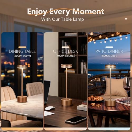 2 Pack 5000mAh Rechargeable Cordless Touch Table Lamps