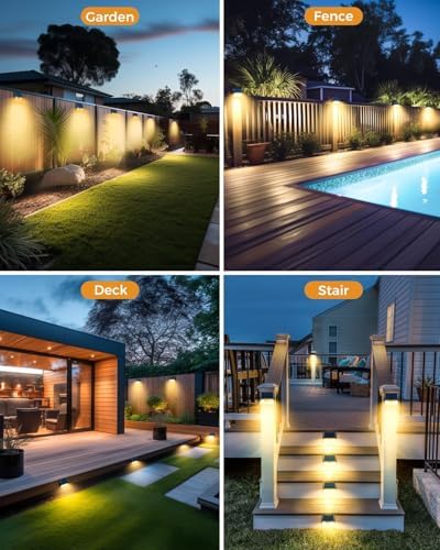 Vighep 4 Pack Solar Fence Lights, Motion Sensor