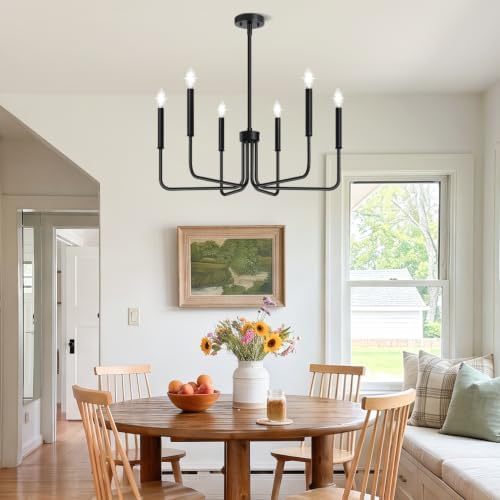 Black 6-Light Industrial Farmhouse Chandelier