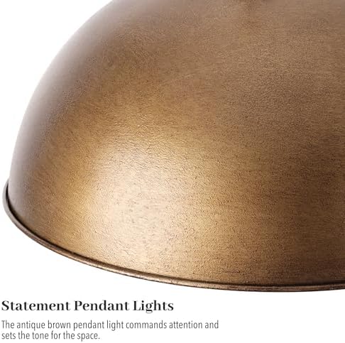 17.7 Inch Dome Pendant Light, Antique Brown