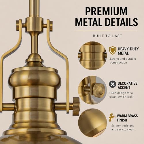 1-Light 13" Modern Industrial Warm Brass Pendant Light