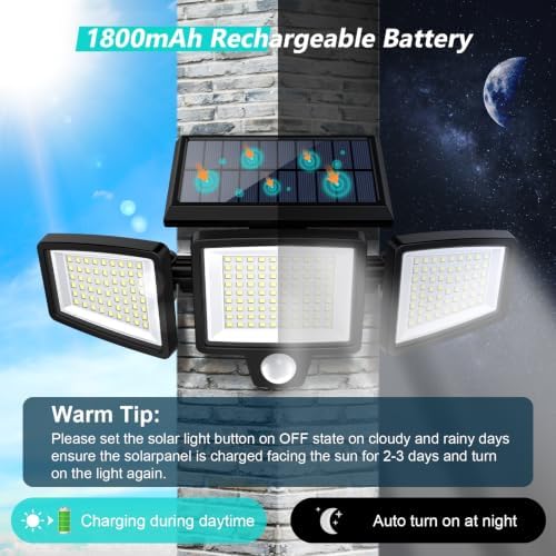 Tuffenough Solar Security Lights, 2500LM, 2 Pack