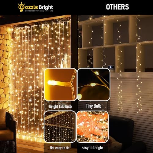 Dazzle Bright 300 LED Curtain Lights, Warm White