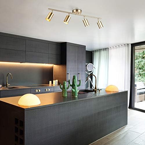 Globe Electric Pratt 4-Light Track Lighting, Matte Brass