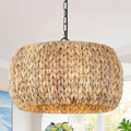 PAUFUL 5-Light Boho Chandelier with Water Hyacinth Lampshade
