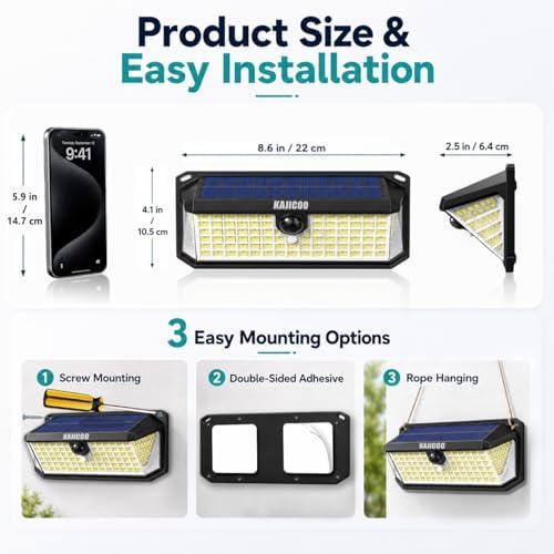 416 LED Solar Outdoor Motion Sensor Lights, 300° Angle