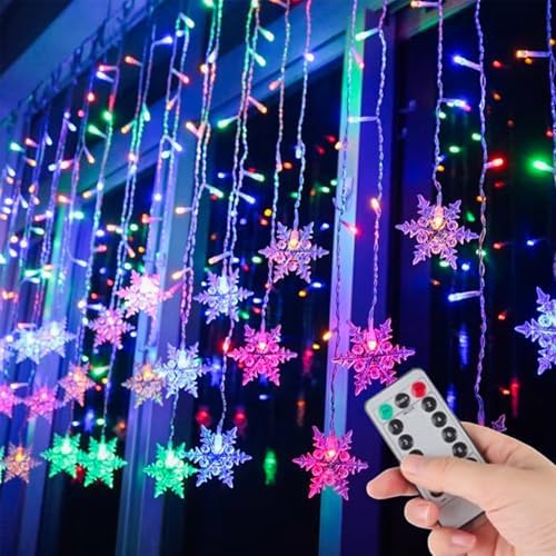 Snowflake Curtain Lights, 108 LED, 13FT