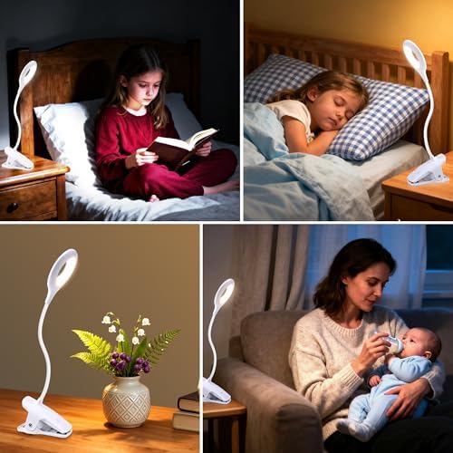 Akynite Rechargeable Clip-On LED Desk Lamp, 5 Colors