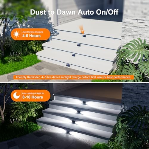 6-Pack Waterproof Solar Step Lights, Cool White