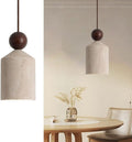 Mid-Century Yellow Travertine Pendant Light, Walnut Color