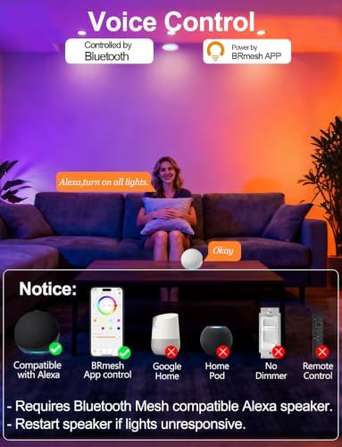 iLC 6 Inch Color Changing LED Recessed Lights, 6 Pack