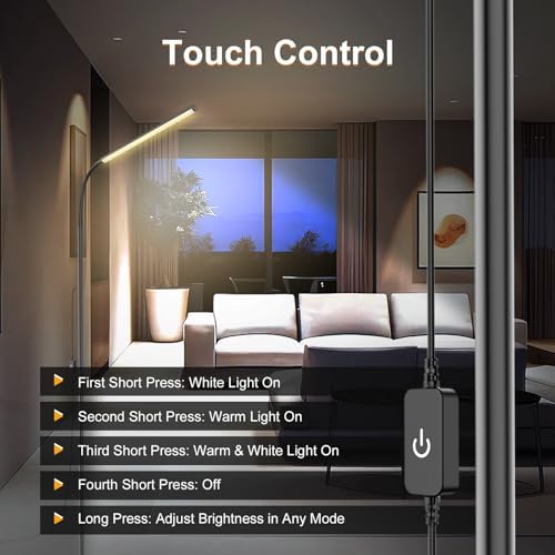 15W Floor Lamp with Touch Control, 3500K-7000K
