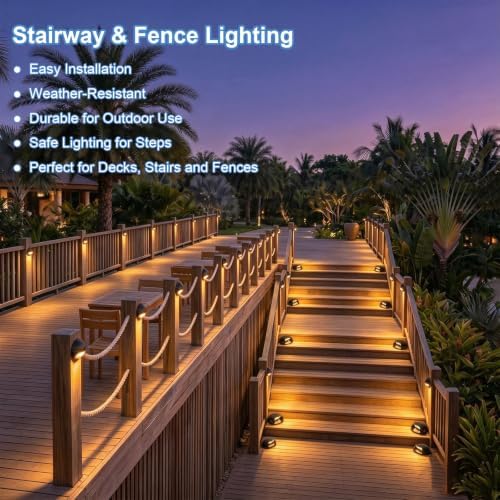 3W 3000K Line Voltage LED Outdoor Deck Step Lights, 4-Pack