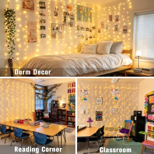 JMEXSUSS 300 LED Warm White Curtain Lights