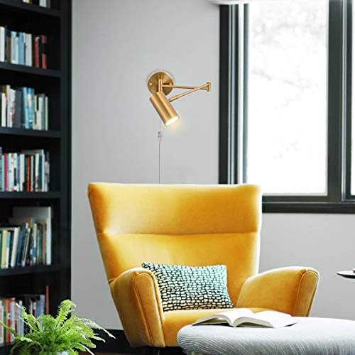Gold Plug-in Wall Sconces, Set of 2