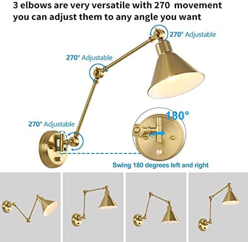 TRLIFE Brushed Brass Dimmable Plug-in Wall Sconce, 1 Pack