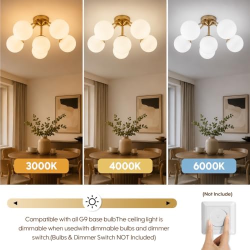 Sputnik Bubble Chandelier, Gold, 6 Light