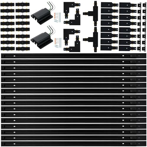 52FT H Track Lighting Rail Kit, Black