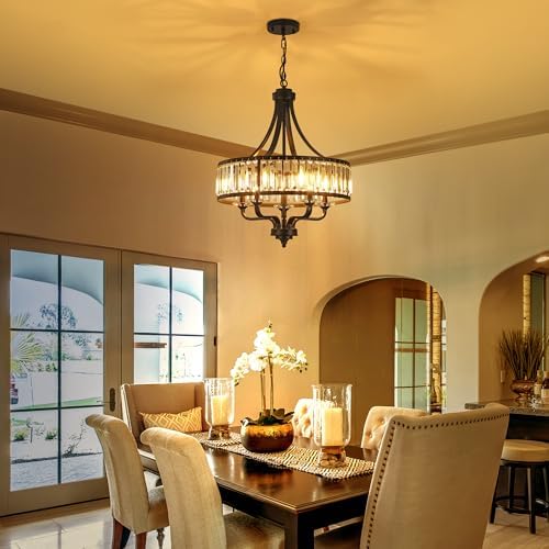 Modern Black 5-Light Crystal Chandelier