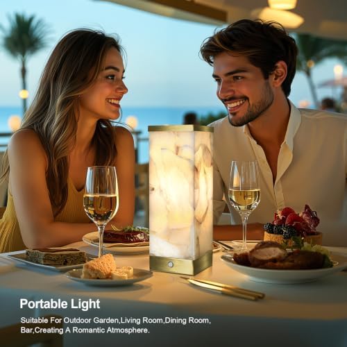 Scenekoy Modern Alabaster Rechargeable Cordless Table Lamp
