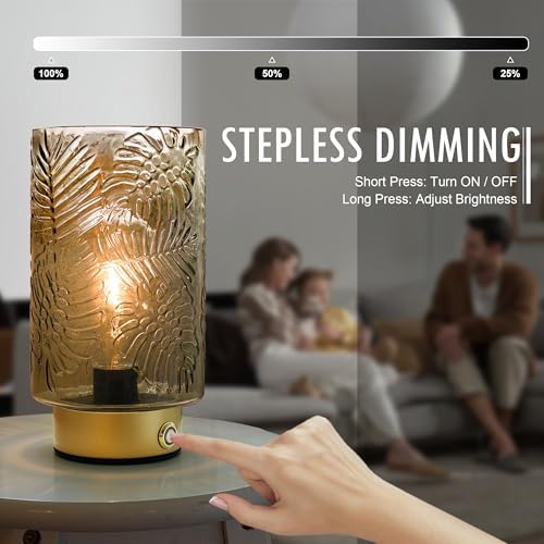 ULAROOM Rechargeable Glass Table Lamp, Amber