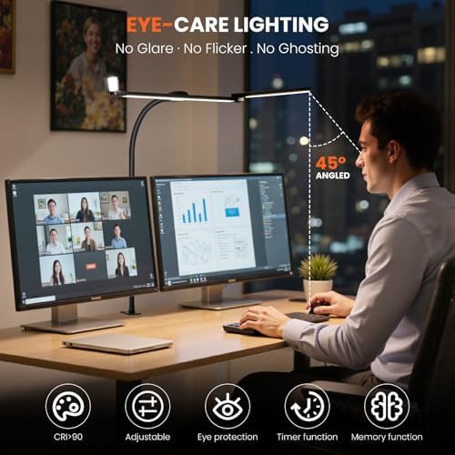 Adjustable 3-Light-Bar LED Desk Lamp with Clamp