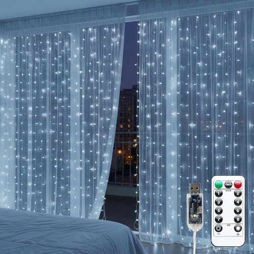 Curtain Lights for Bedroom, 300 LED 9.8ft x 9.8ft