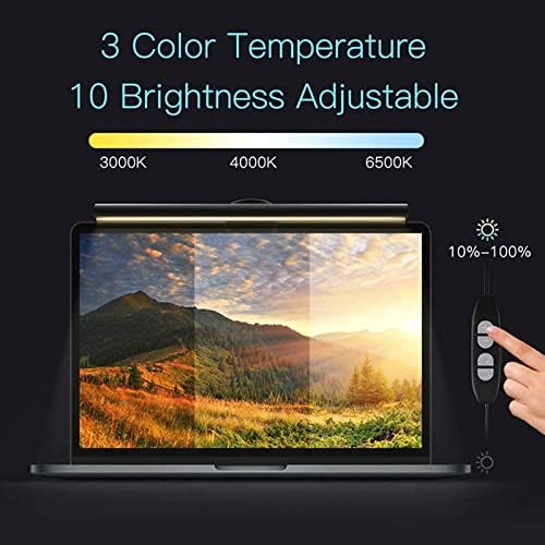 LED Laptop Monitor Lamp, 3 Colors, 10 Brightness Levels