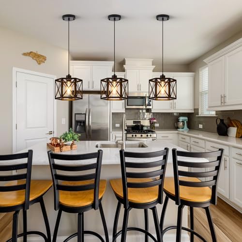XSDeTu 2 Pack Black Farmhouse Pendant Lights