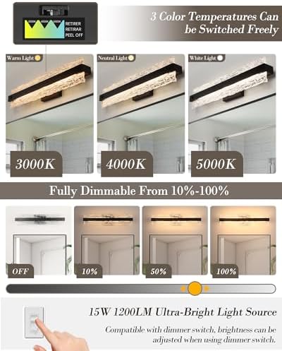 Modern LED Bathroom Vanity Light Fixture, Matte Black