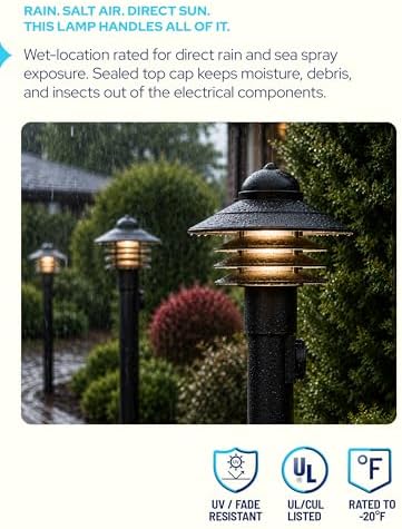 KASTLITE Black Nautical Post Lamp, 10"