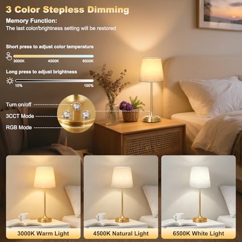 Wowag Cordless Table Lamp Rechargeable,5000mAh Battery Operated Desk