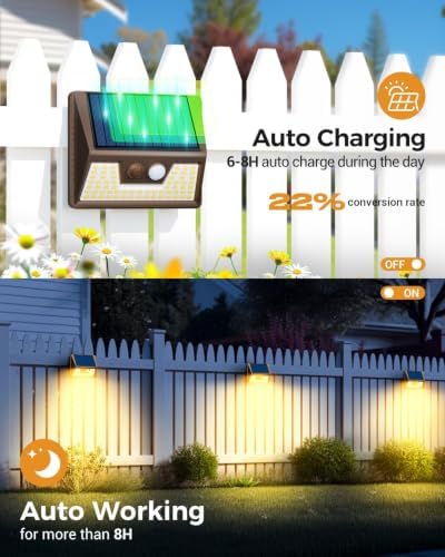 vighep 12-Pack Solar Fence Lights, Motion Sensor, Brown