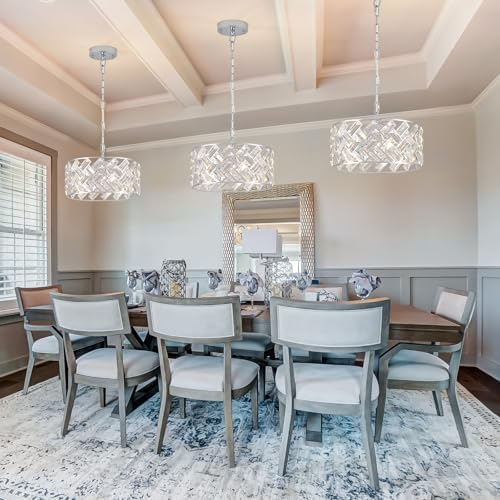 12" Chrome 4-Light Crystal Drum Chandelier