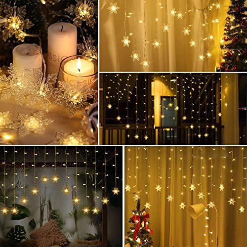 Snowflake LED Curtain Lights, 19Ft/6M 96 LEDs