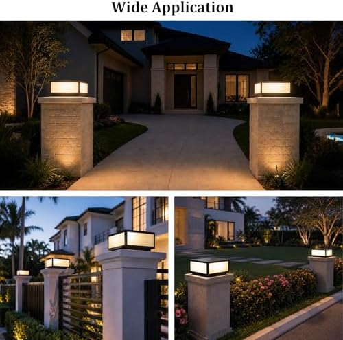9.84 Inch Black Square Outdoor Column Post Light